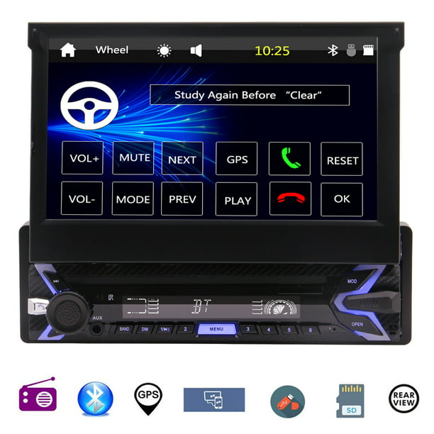Camera 7" Car Stereo 1 DIN Touch Screen Flip out Bluetooth AUX-IN FM USB Radio